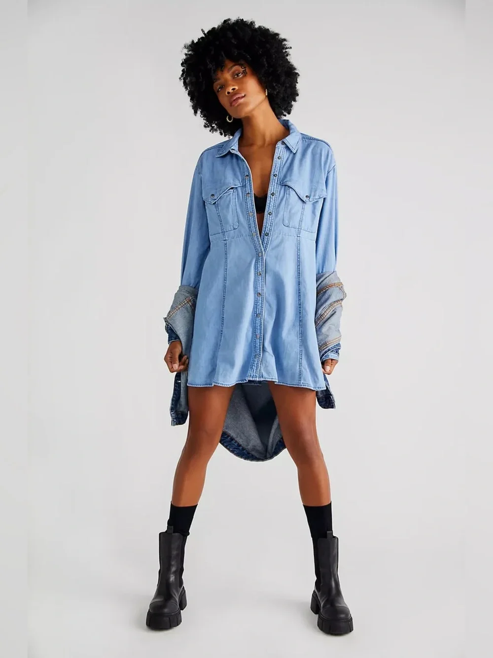 Free People Sammi Denim Mini Dress - Picture 2 of 6